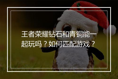 王者荣耀钻石和青铜能一起玩吗？如何匹配游戏？