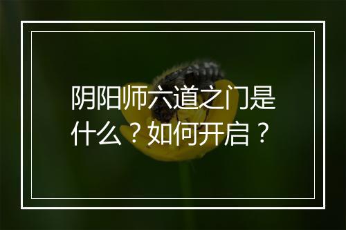 阴阳师六道之门是什么？如何开启？