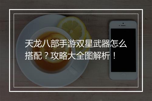 天龙八部手游双星武器怎么搭配？攻略大全图解析！