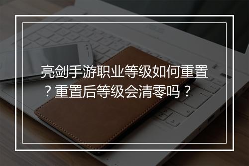 亮剑手游职业等级如何重置？重置后等级会清零吗？