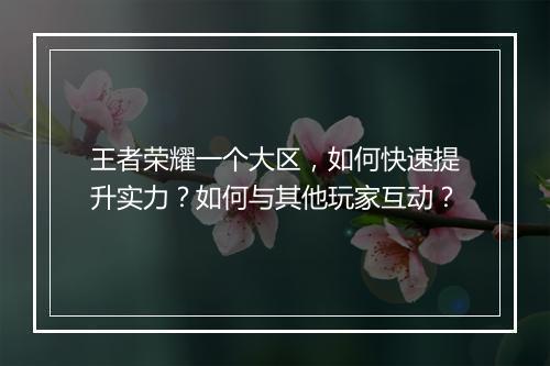 王者荣耀一个大区，如何快速提升实力？如何与其他玩家互动？