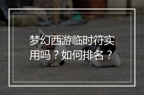 梦幻西游临时符实用吗？如何排名？