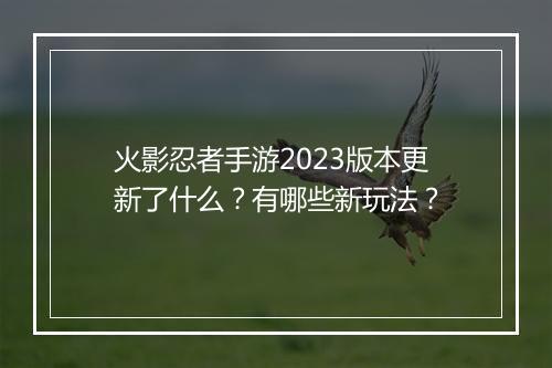 火影忍者手游2023版本更新了什么？有哪些新玩法？