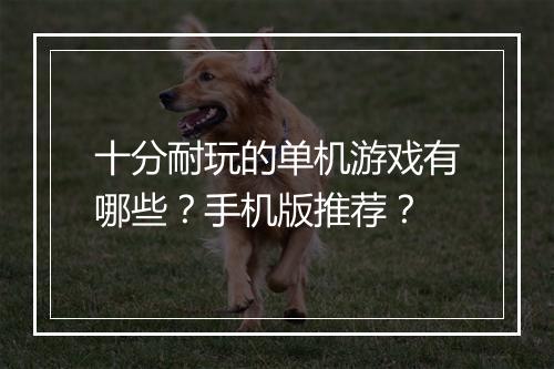 十分耐玩的单机游戏有哪些？手机版推荐？