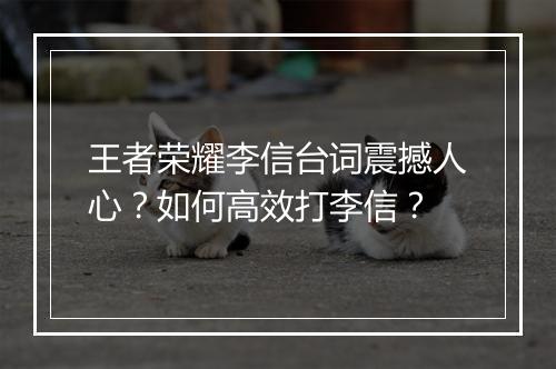 王者荣耀李信台词震撼人心？如何高效打李信？