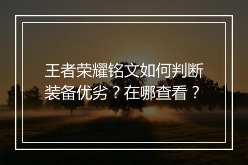 王者荣耀铭文如何判断装备优劣？在哪查看？