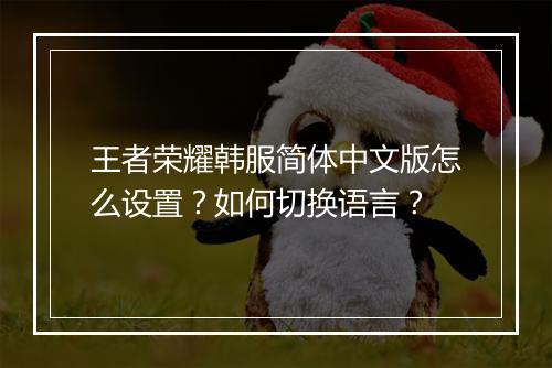 王者荣耀韩服简体中文版怎么设置？如何切换语言？