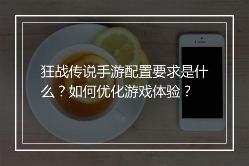 狂战传说手游配置要求是什么？如何优化游戏体验？