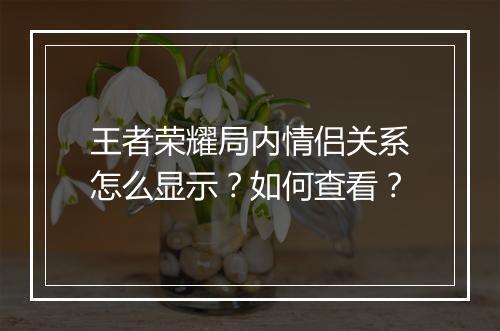 王者荣耀局内情侣关系怎么显示？如何查看？