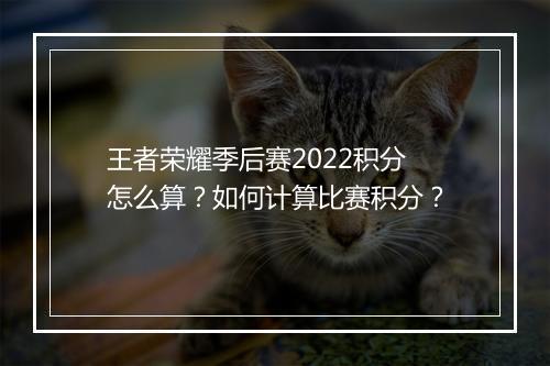 王者荣耀季后赛2022积分怎么算？如何计算比赛积分？