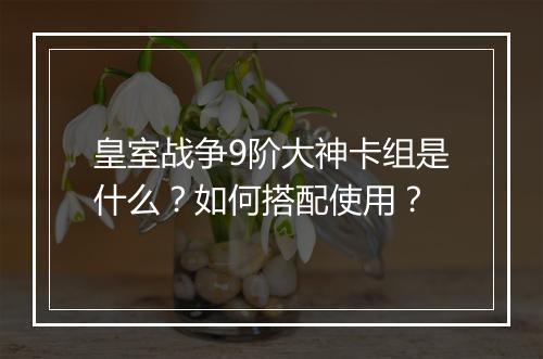 皇室战争9阶大神卡组是什么？如何搭配使用？