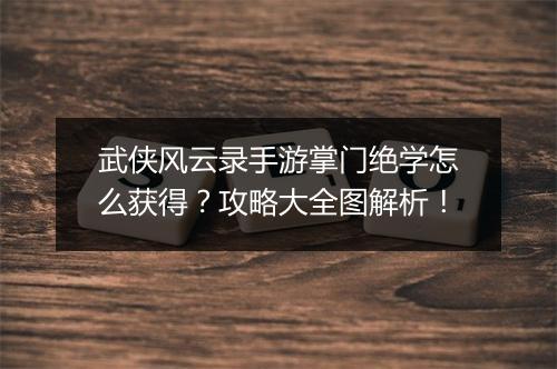 武侠风云录手游掌门绝学怎么获得？攻略大全图解析！