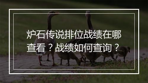 炉石传说排位战绩在哪查看？战绩如何查询？