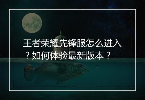 王者荣耀先锋服怎么进入？如何体验最新版本？