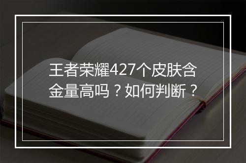 王者荣耀427个皮肤含金量高吗？如何判断？