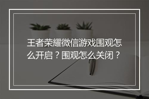 王者荣耀微信游戏围观怎么开启？围观怎么关闭？