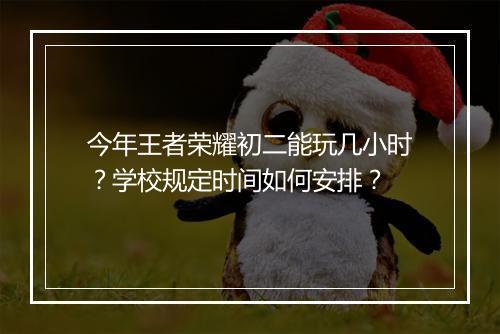 今年王者荣耀初二能玩几小时？学校规定时间如何安排？