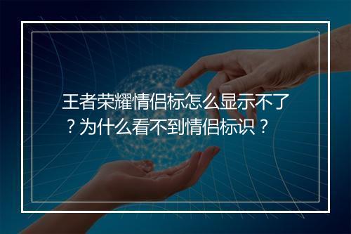 王者荣耀情侣标怎么显示不了？为什么看不到情侣标识？