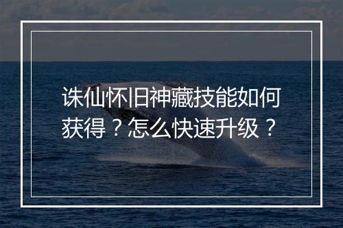 诛仙怀旧神藏技能如何获得？怎么快速升级？