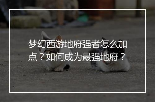 梦幻西游地府强者怎么加点？如何成为最强地府？