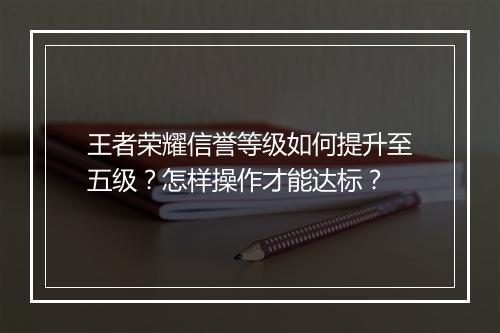 王者荣耀信誉等级如何提升至五级？怎样操作才能达标？