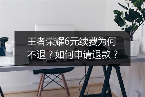 王者荣耀6元续费为何不退？如何申请退款？