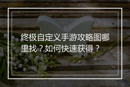 终极自定义手游攻略图哪里找?如何快速获得?