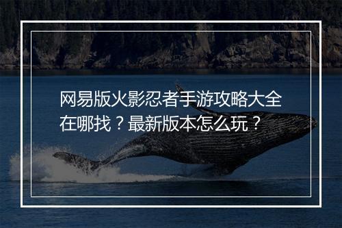 网易版火影忍者手游攻略大全在哪找？最新版本怎么玩？