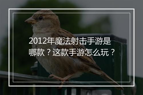 2012年魔法射击手游是哪款？这款手游怎么玩？