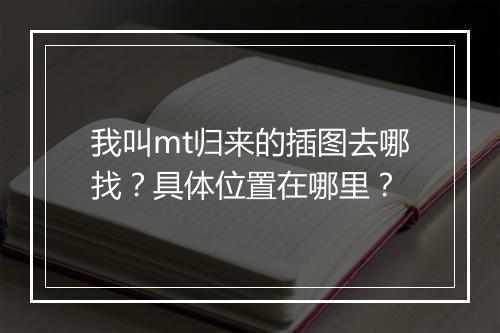 我叫mt归来的插图去哪找？具体位置在哪里？