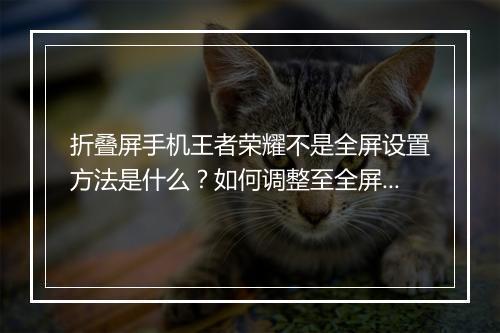 折叠屏手机王者荣耀不是全屏设置方法是什么？如何调整至全屏？