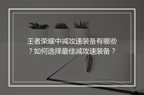 王者荣耀中减攻速装备有哪些？如何选择最佳减攻速装备？