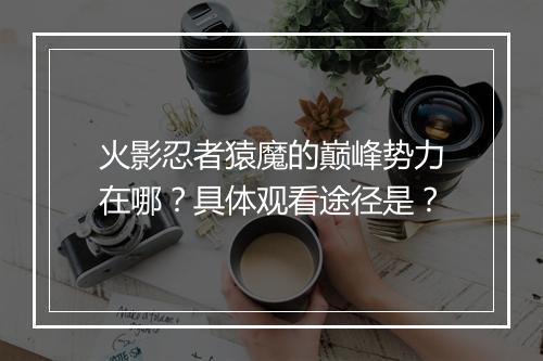 火影忍者猿魔的巅峰势力在哪？具体观看途径是？