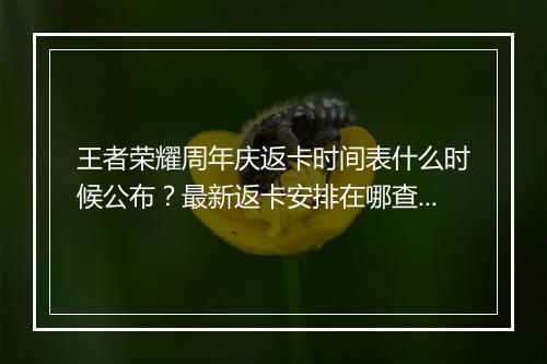 王者荣耀周年庆返卡时间表什么时候公布?最新返卡安排在哪查看?