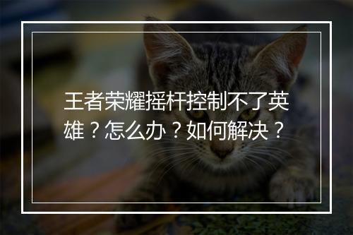 王者荣耀摇杆控制不了英雄？怎么办？如何解决？