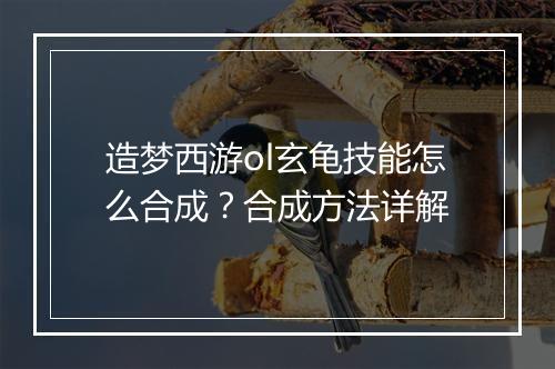 造梦西游ol玄龟技能怎么合成？合成方法详解