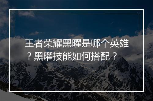 王者荣耀黑曜是哪个英雄？黑曜技能如何搭配？