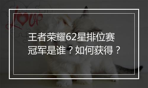 王者荣耀62星排位赛冠军是谁？如何获得？