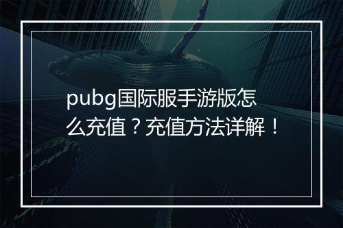 pubg国际服手游版怎么充值?充值方法详解!