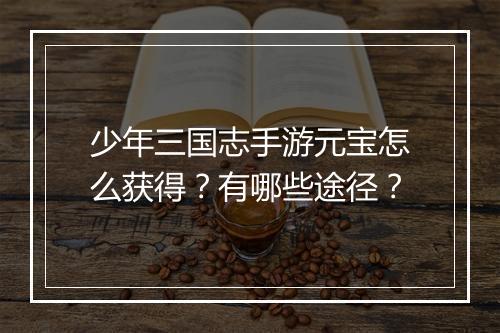 少年三国志手游元宝怎么获得？有哪些途径？