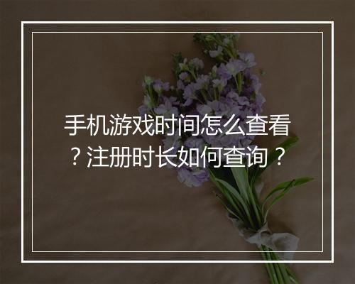 手机游戏时间怎么查看？注册时长如何查询？
