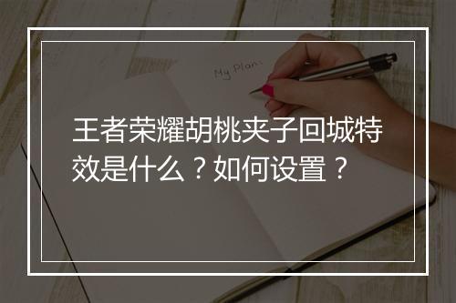 王者荣耀胡桃夹子回城特效是什么？如何设置？