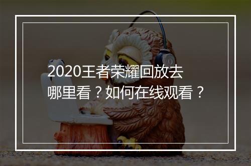 2020王者荣耀回放去哪里看？如何在线观看？