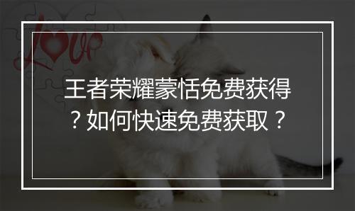 王者荣耀蒙恬免费获得？如何快速免费获取？