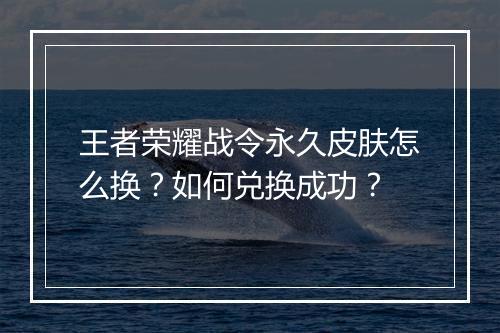 王者荣耀战令永久皮肤怎么换？如何兑换成功？