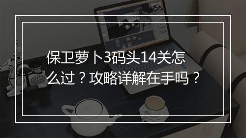保卫萝卜3码头14关怎么过？攻略详解在手吗？