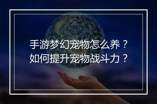 手游梦幻宠物怎么养？如何提升宠物战斗力？