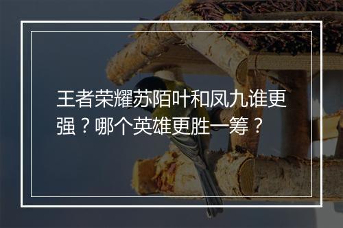王者荣耀苏陌叶和凤九谁更强？哪个英雄更胜一筹？
