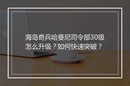 海岛奇兵哈曼尼司令部30级怎么升级？如何快速突破？