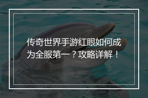 传奇世界手游红眼如何成为全服第一？攻略详解！